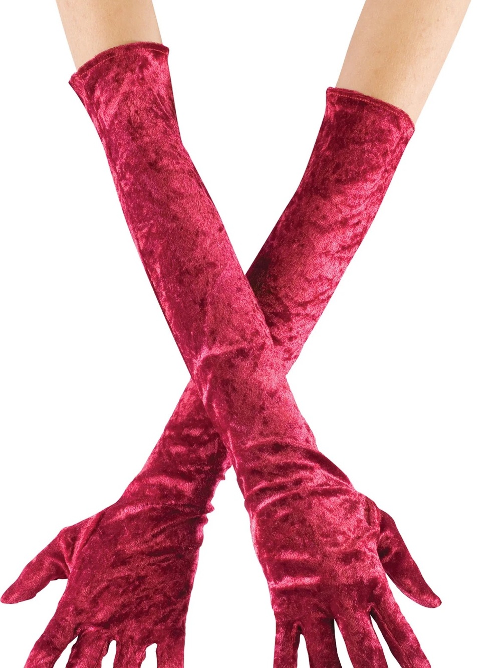 Long Velvet Opera Gloves in Wine Red